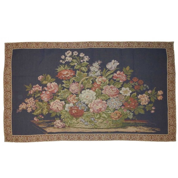 🇮🇹 Tapestry - Italian - LARGE Floral -Navy Blue